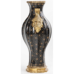 Ваза черного цвета из фарфора с золотистым узором и бронзовыми ручками Высота 39.5 см Eden Garden porcelain and bronze варинант исполнения - 2 | Loft Concept в Липецке