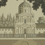 Обои ручная роспись Monuments of Paris Terre Foncée on scenic paper варинант исполнения - 2 | Loft Concept в Липецке