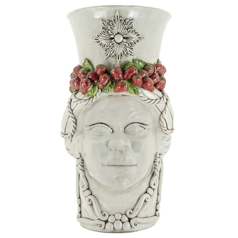 Ваза Vase Head Lady Giant Crakle Strawberry Бежевый Красный Ваза Vase Head Lady Giant Crakle Strawberry Бежевый Красный в Липецке | Loft Concept
