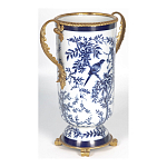 Ваза с бронзовыми ручками и синим цветочным узором Blue & White Ornament варинант исполнения - 2 | Loft Concept в Липецке