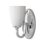 Бра для ванных комнат с белым стеклянным плафоном в форме бокала на овальном основании цвета хром с изогнутым держателем Feiss варинант исполнения - 1 | Loft Concept в Липецке