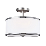 Потолочный светильник с цилиндрическим плафоомн из опалового матового стекла с металлическим обручем Feiss варинант исполнения - 1 | Loft Concept в Липецке