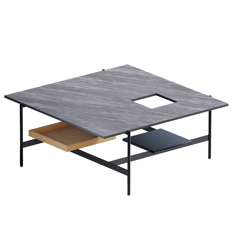 Karat журнальный столик цвета серый камень с съемным подносом Серый Черный в Липецке | Loft Concept 