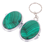 Зеркало брелок карманное двухстороннее из натурального камня Малахит Stone Mirrors варинант исполнения - 2 | Loft Concept в Липецке