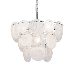 Люстра из белых стеклянных дисков на серебрянном каркасе White Glowing Reflectors варинант исполнения - 1 | Loft Concept в Липецке