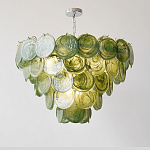 Люстра из зеленых стеклянных дисков с перламутровым эффектом Green Glowing Glaze варинант исполнения - 2 | Loft Concept в Липецке