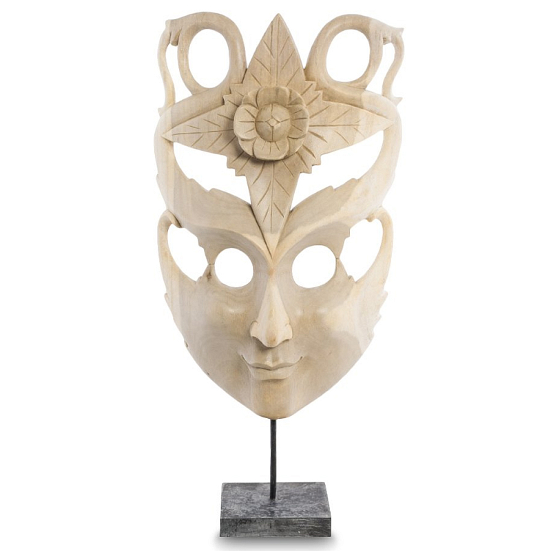 Маска ручной работы деревянная с резьбой Mask of Happiness Бежевый Маска ручной работы деревянная с резьбой Mask of Happiness Бежевый в Липецке | Loft Concept