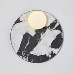 Бра круглое с каменным черно-белым основанием и плафоном из стекла Shaw Marble Lighting варинант исполнения - 1 | Loft Concept в Липецке