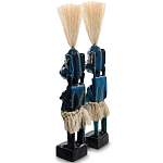 Комплект из 2-х деревянных статуэток Asmat Straw Headdress Statuettes Blue варинант исполнения - 2 | Loft Concept в Липецке