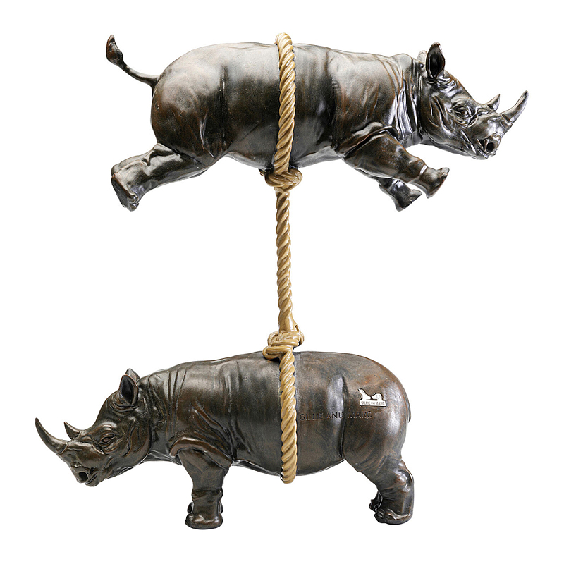 Декоративная статуя из стали Duo Rhinos Коричневый Песочный в Липецке | Loft Concept 