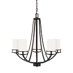 Люстра в цвете темная бронза с 5-ю белыми цилиндрическими плафонами Generation Lighting варинант исполнения - 1 | Loft Concept в Липецке