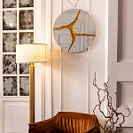 Зеркало кругле с декоративной золотой вставкой Golden Tree варинант исполнения - 3 | Loft Concept в Липецке