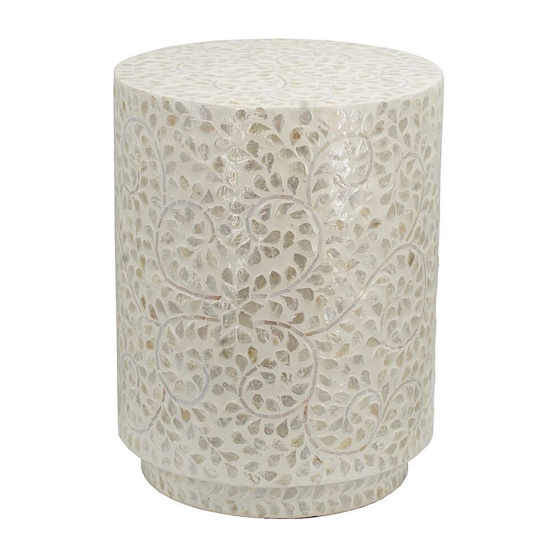 Приставной столик с рисунком из раковин устриц Bone Inlay Кремовый в Липецке | Loft Concept 