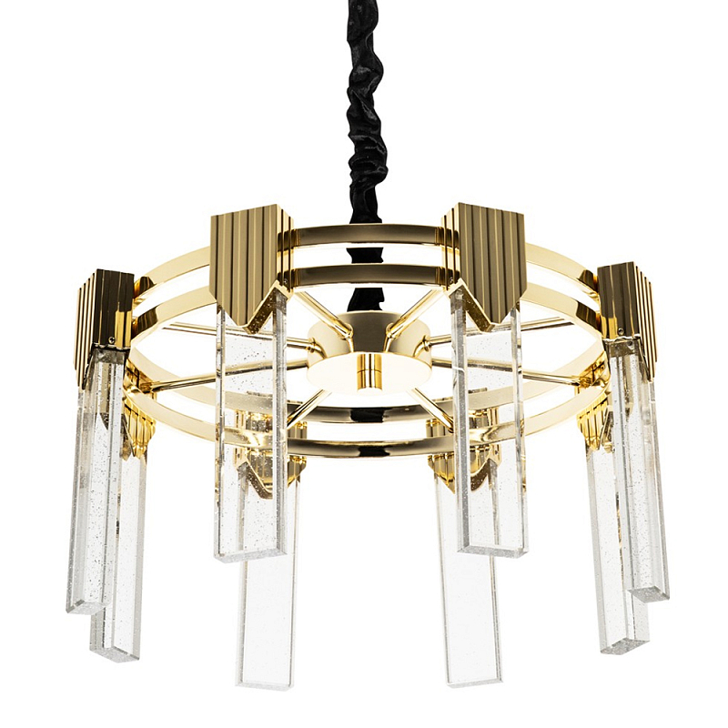Люстра с прямоугольными хрустальными плафонами Glass Rectangles Gold Chandelier 46 Золотой Прозрачное Стекло Черный Люстра с прямоугольными хрустальными плафонами Glass Rectangles Gold Chandelier 46 Золотой Прозрачное Стекло Черный в Липецке | Loft Concept