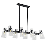 Люстра светодиодная с 8-ю прозрачными плафонами из акрила и стали Glass Cylinder Black варинант исполнения - 1 | Loft Concept в Липецке