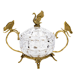 Конфетница из прозрачного рельефного стекла с ручками в виде стрекоз и фигуркой лебедя Eden Garden варинант исполнения - 1 | Loft Concept в Липецке