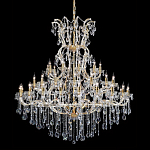 Люстра многоярусная с 53-мя лампочками и прозрачными хрустальными подвесками на основании золотого цвета Crystal lamps варинант исполнения - 1 | Loft Concept в Липецке