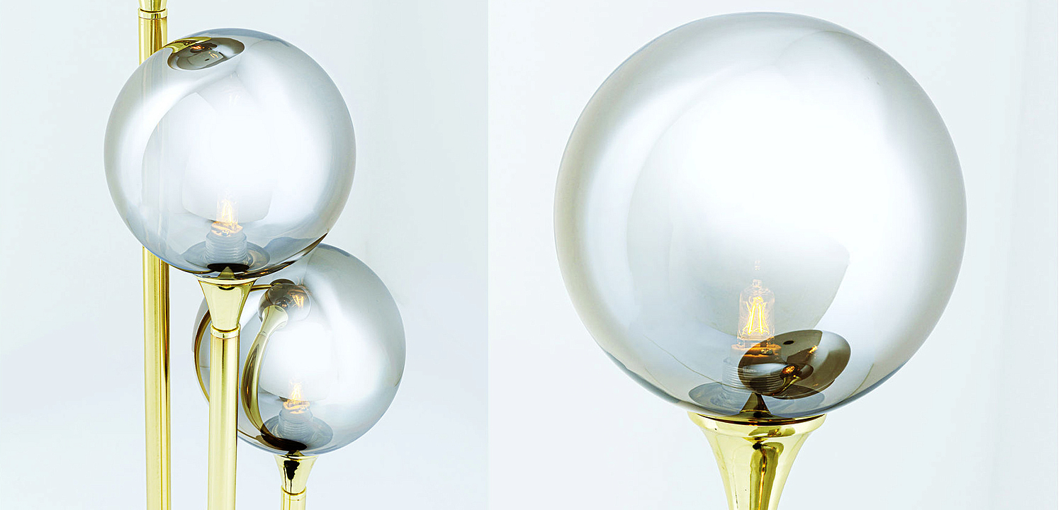 Настольная лампа Three Gray Transparent Balls Настольная лампа Three Gray Transparent Balls - Loft-Concept в Липецке
