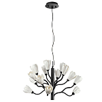 Люстра подвесная черного цвета с ветвями и белыми фарфоровыми цветами Floralis варинант исполнения - 2 | Loft Concept в Липецке