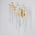 Бра золотого цвета с разветвленными ветвями и длинными прозрачными подвесками в форме стеклянных сосулек Droplet Chandelier варинант исполнения - 3 | Loft Concept в Липецке