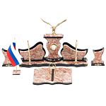 Настольный письменный набор из креноида с часами и декором в виде орла Marble Accessory варинант исполнения - 1 | Loft Concept в Липецке