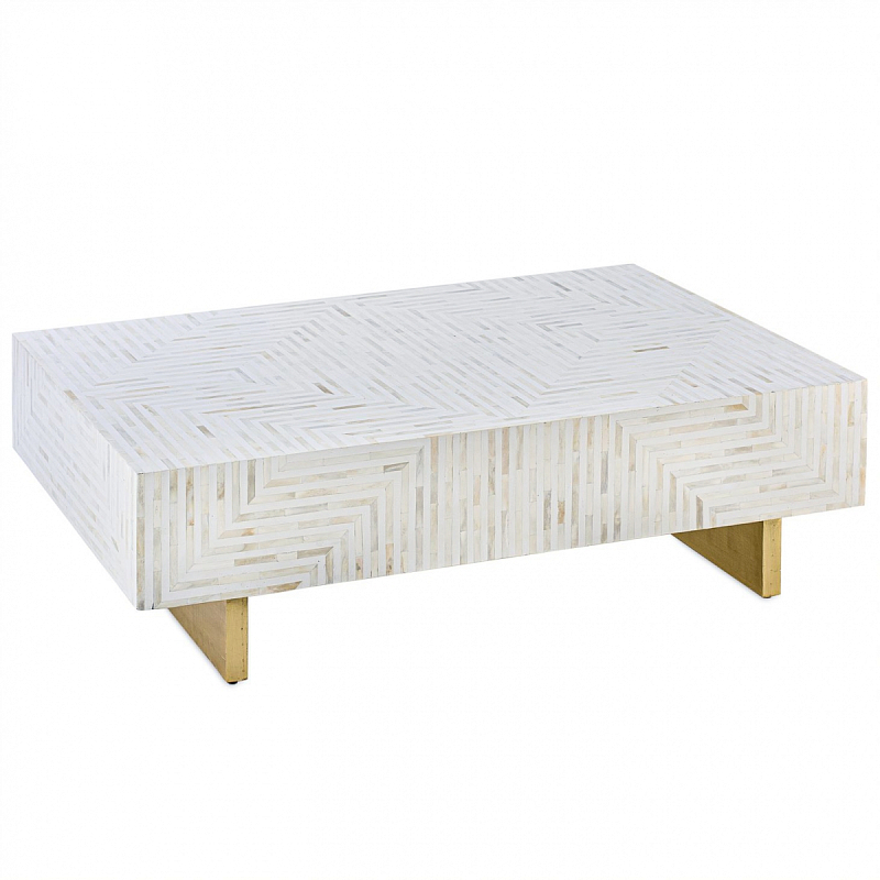 Журнальный стол Cream Indian Bone Inlay coffee table Кремовый Журнальный стол Cream Indian Bone Inlay coffee table Кремовый в Липецке | Loft Concept