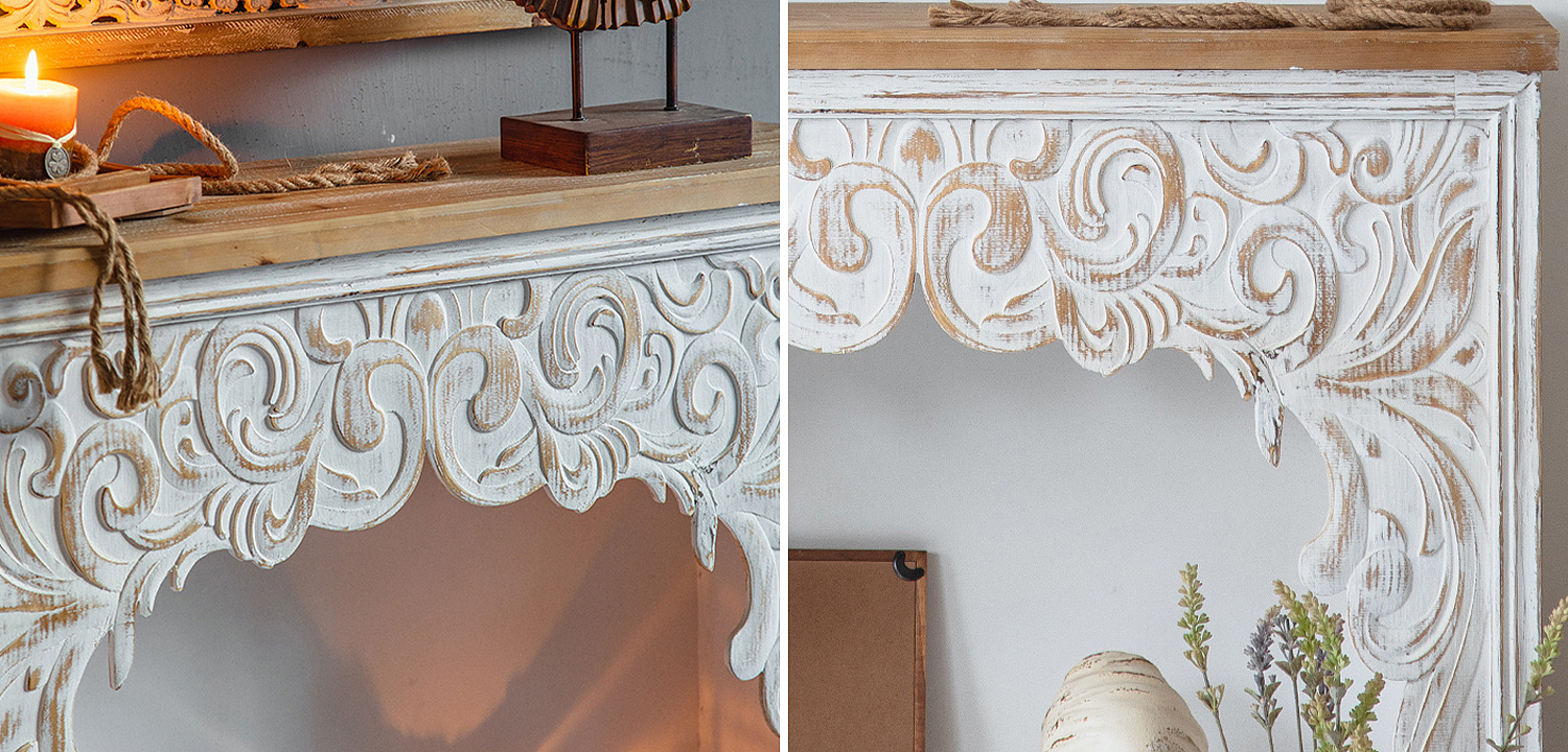 Консоль Indian Antique White Furniture Felicienne Console Консоль Indian Antique White Furniture Felicienne Console - Loft-Concept в Липецке