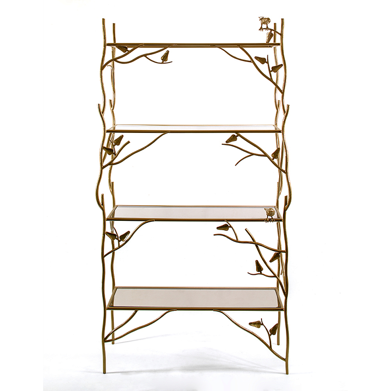 Стеллаж металлический с птичками Primavera Латунь в Липецке | Loft Concept 