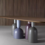 Обеденный стол деревянный с разноцветными фигурными ножками Cop варинант исполнения - 3 | Loft Concept в Липецке