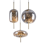 Подвесной светильник с гирляндой внутри 3-х стеклянных плафонов Garland Glass Trio Hanging Lamp варинант исполнения - 2 | Loft Concept в Липецке