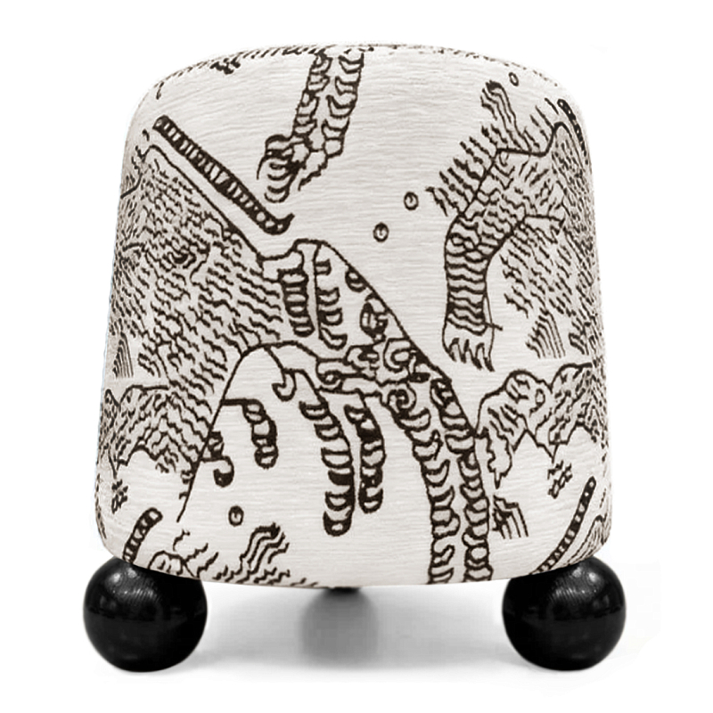 Пуф Wakonda Черно-Белый с Круглыми Черными ножками Белый Черный в Липецке | Loft Concept 