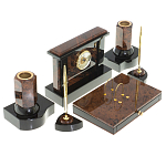 Настольный письменный набор с часами из природного камня обсидиана Royal Stone варинант исполнения - 2 | Loft Concept в Липецке