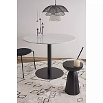 Круглый обеденный стол с белой мраморной столешницей White Tabletop on Black Base варинант исполнения - 3 | Loft Concept в Липецке