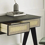 Дизайнерский письменный стол матово-чёрного цвета с 2-мя плетеными ящиками Glade Desk варинант исполнения - 1 | Loft Concept в Липецке