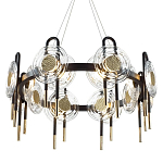 Люстра подвесная круглая черного цвета с круглыми прозрачными плафонами Virelia  варинант исполнения - 1 | Loft Concept в Липецке