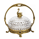 Конфетница из прозрачного рельефного стекла с ручкой и фигуркой лебедя Eden Garden варинант исполнения - 1 | Loft Concept в Липецке