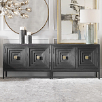 Тумба черная из дерева двухдверная Geometric Double Door Nightstand варинант исполнения - 4 | Loft Concept в Липецке