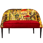 Диван двухместный из натурального бука красный с цветным принтом Impressionism in Art варинант исполнения - 1 | Loft Concept в Липецке
