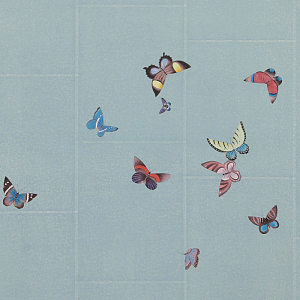 Обои ручная роспись Butterflies Icarus on Azure India tea paper