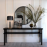 Настольная лампа с чёрным тканевым абажуром и металлическим корпусом золотого цвета Golden Arc варинант исполнения - 4 | Loft Concept в Липецке