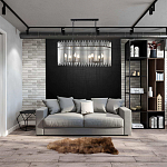 Люстра подвесная овальная со стеклянными прозрачными трубками и металлическим каркасом черного цвета Nembus варинант исполнения - 6 | Loft Concept в Липецке