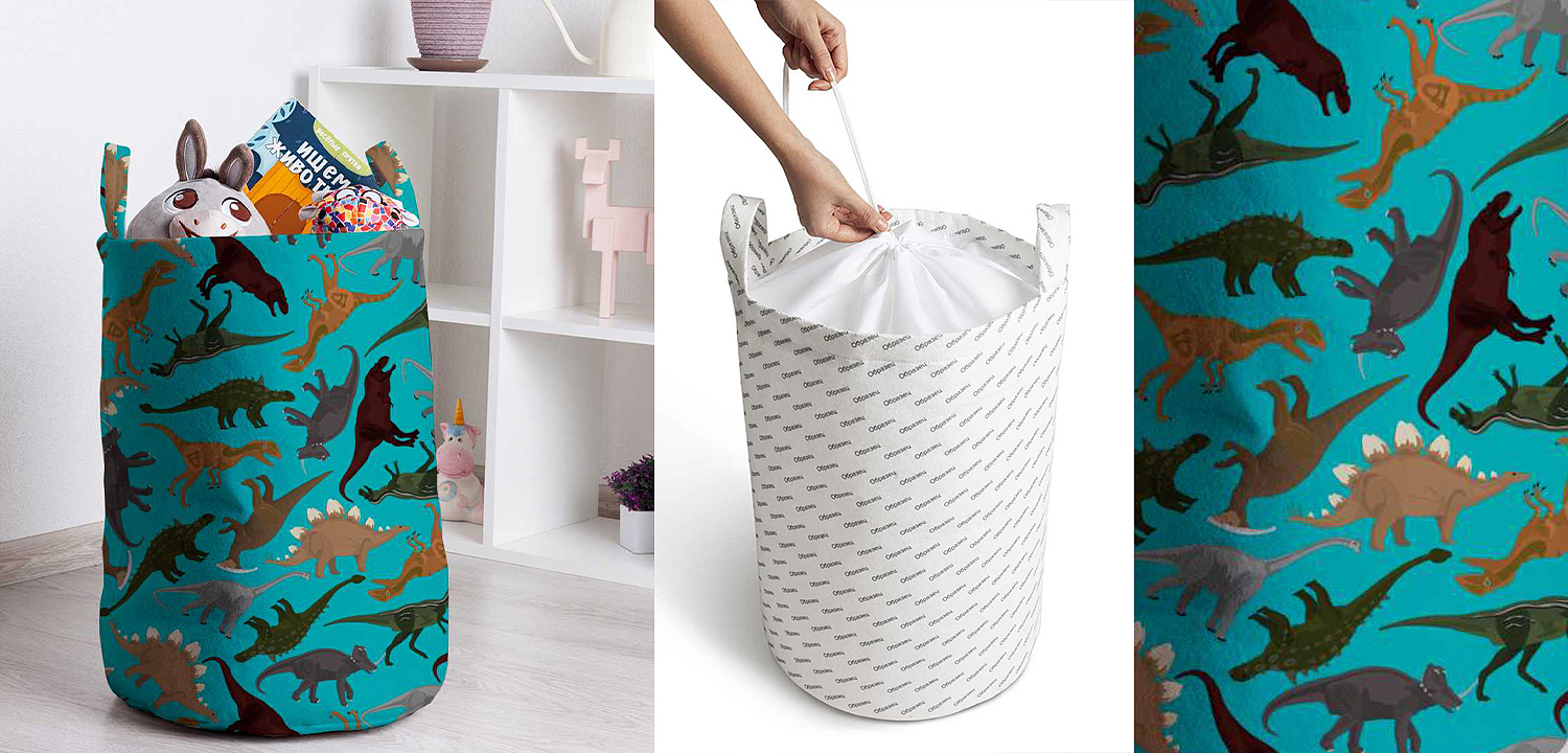 Корзина Turquoise Dinosaurs Basket Корзина Turquoise Dinosaurs Basket - Loft-Concept в Липецке