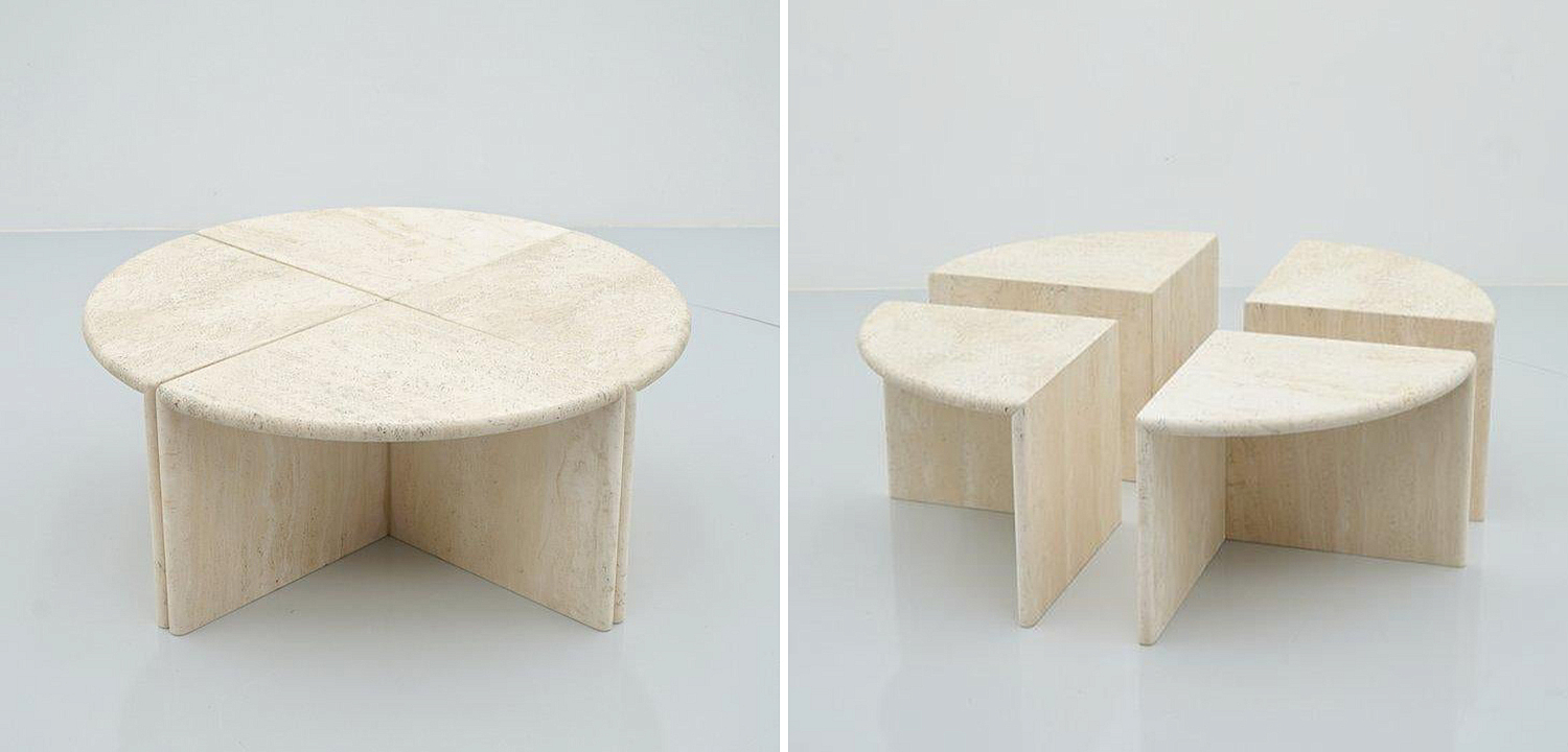 Модульный кофейный стол Set of Four Travertine Side or Coffee Tables Модульный кофейный стол Set of Four Travertine Side or Coffee Tables - Loft-Concept в Липецке