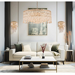 Люстра круглая с хрустальными подвесками на золотистом каркасе Roul Crystal Light варинант исполнения - 11 | Loft Concept в Липецке