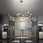 Люстра в виде золотой ветки с цветами Glass Flower Pendant Light варинант исполнения - 5 | Loft Concept в Липецке