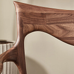 Стул деревянный с мягким сиденьем из коричневой натуральной кожи Moon Walnut Furniture варинант исполнения - 8 | Loft Concept в Липецке