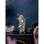 Ваза стеклянная прозрачная с бронзовым основанием в виде ветвей и фарфоровыми птичками Eden Garden варинант исполнения - 4 | Loft Concept в Липецке