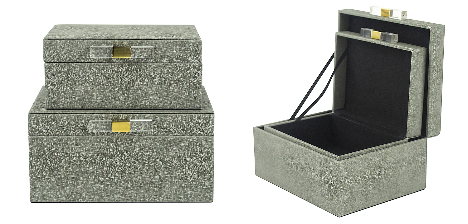 Комплект шкатулок Stingray Skin Gray Boxes Комплект шкатулок Stingray Skin Gray Boxes - Loft-Concept в Липецке