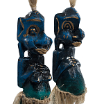 Комплект из 2-х деревянных статуэток Asmat Straw Headdress Statuettes Blue варинант исполнения - 3 | Loft Concept в Липецке