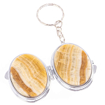 Зеркало брелок карманное двухстороннее из натурального камня Оникс Silver Stone Mirrors варинант исполнения - 2 | Loft Concept в Липецке